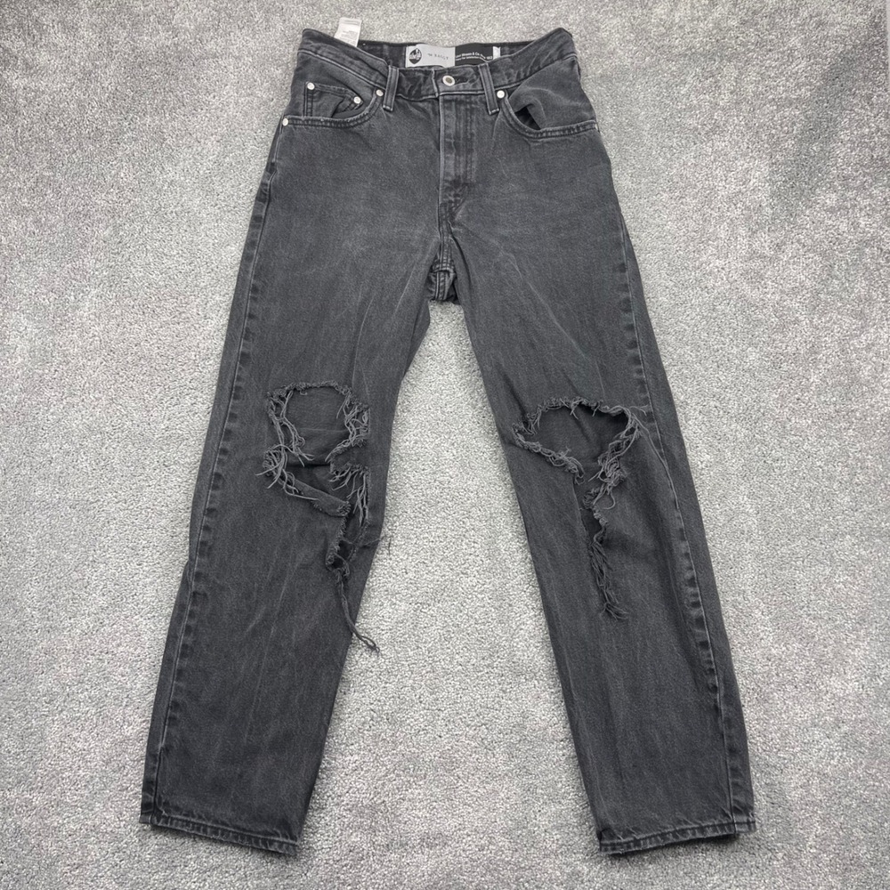 Levis Womens Jeans 28x29 SilverTab 94 Baggy Black Distressed Straight Leg Y2K